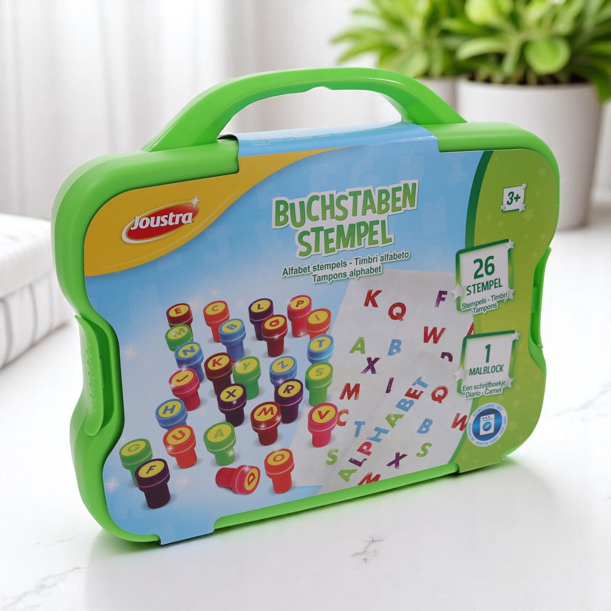 Selbstfärbende Stempelbuchstaben im Koffer - kinder-druckerei.de