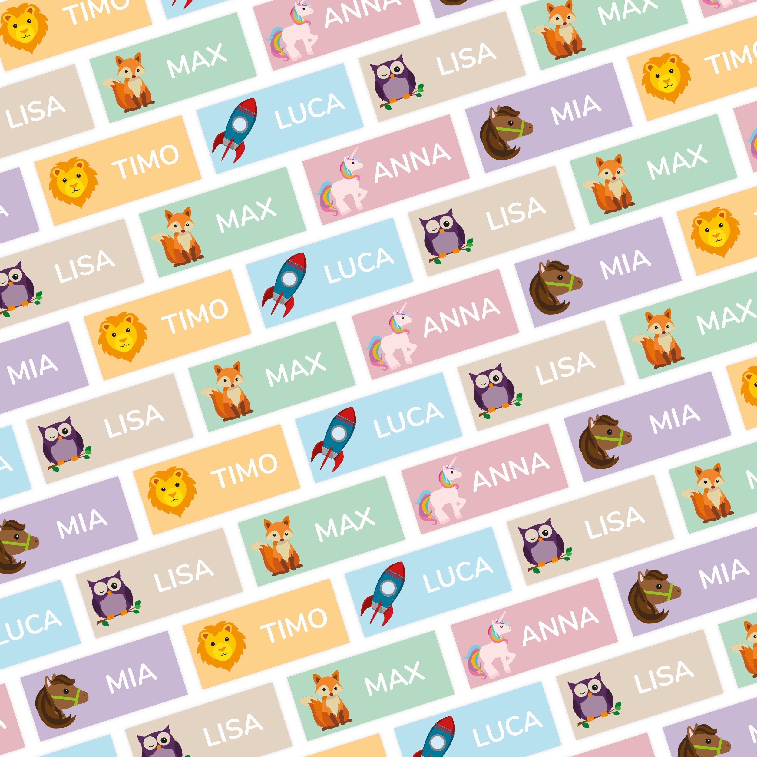 Kleine Namensaufkleber 2-zeilig für Kinder (30 Stück 30x13 mm) - kinder-druckerei.de