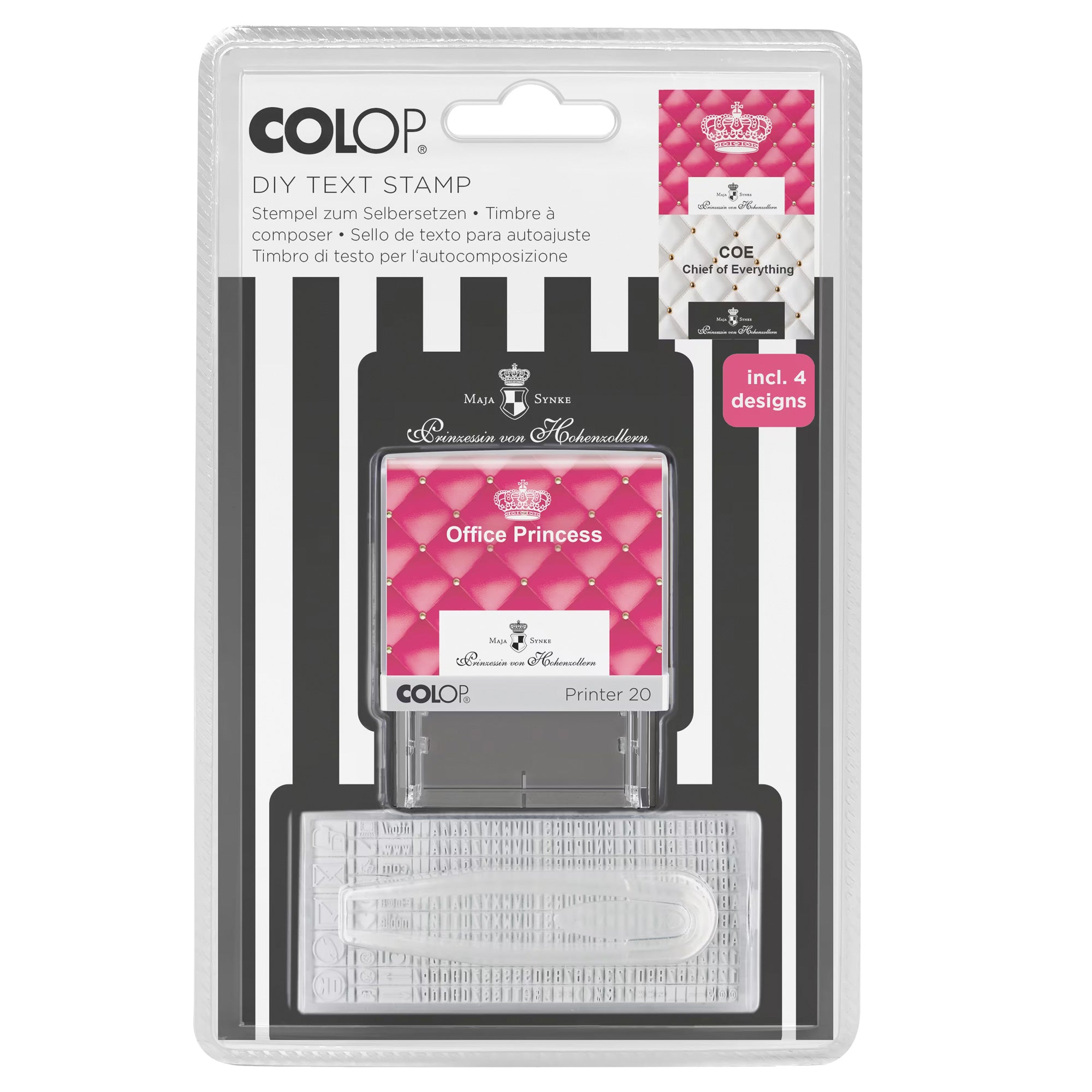Colop Printer DIY Büro-Stempel Set Office Princess (47x18 mm - 4 Zeilen) - kinder-druckerei.de
