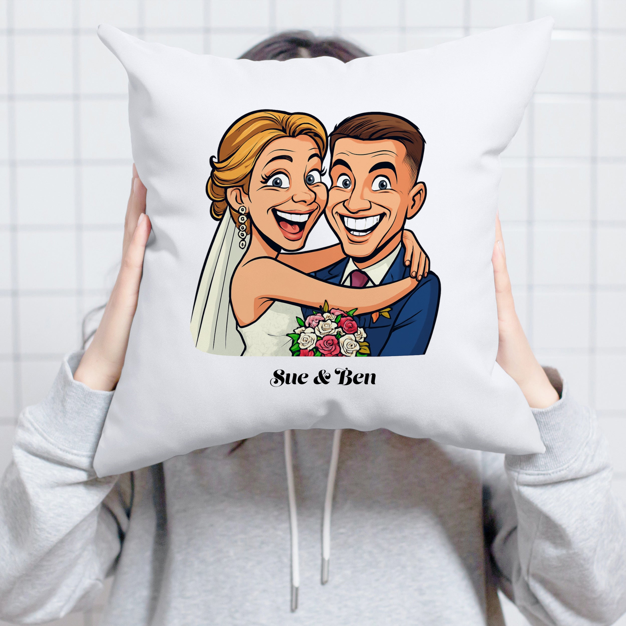 Kissenhülle mit Karikatur & Text - kinder-druckerei.de