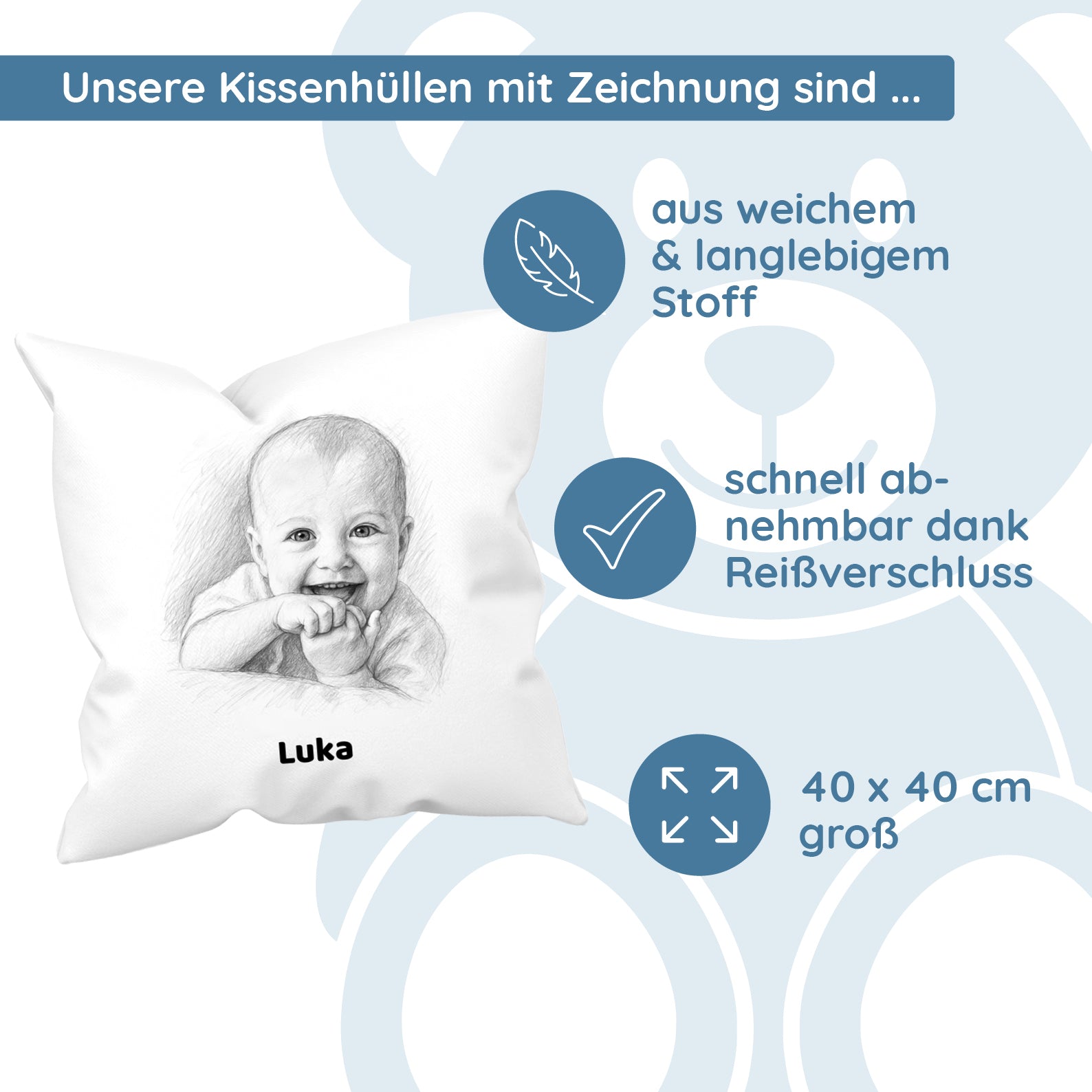 Housse de coussin avec dessin au crayon