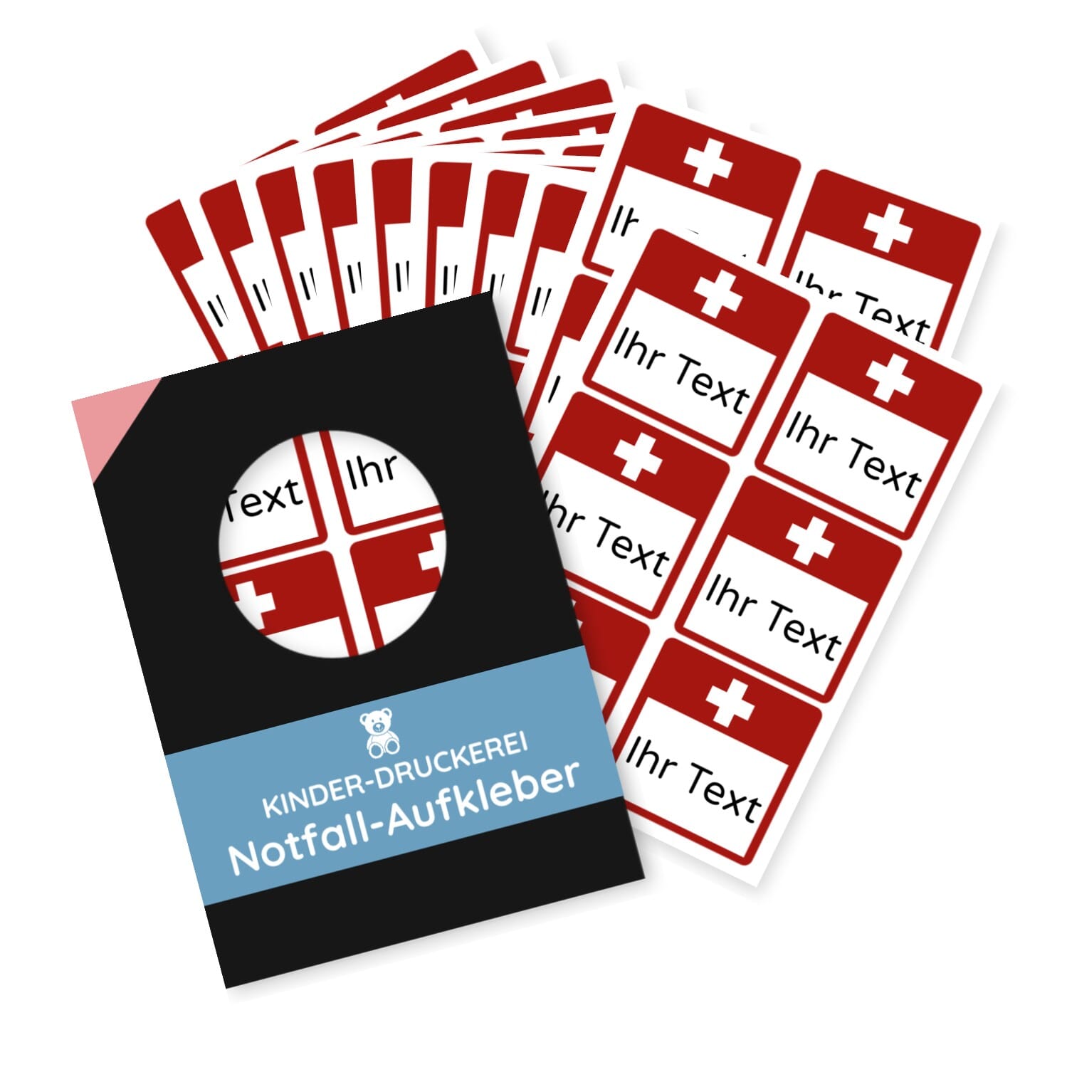 Notfallaufkleber für Kinder (60 Aufkleber - 47x47 mm) - kinder-druckerei.de
