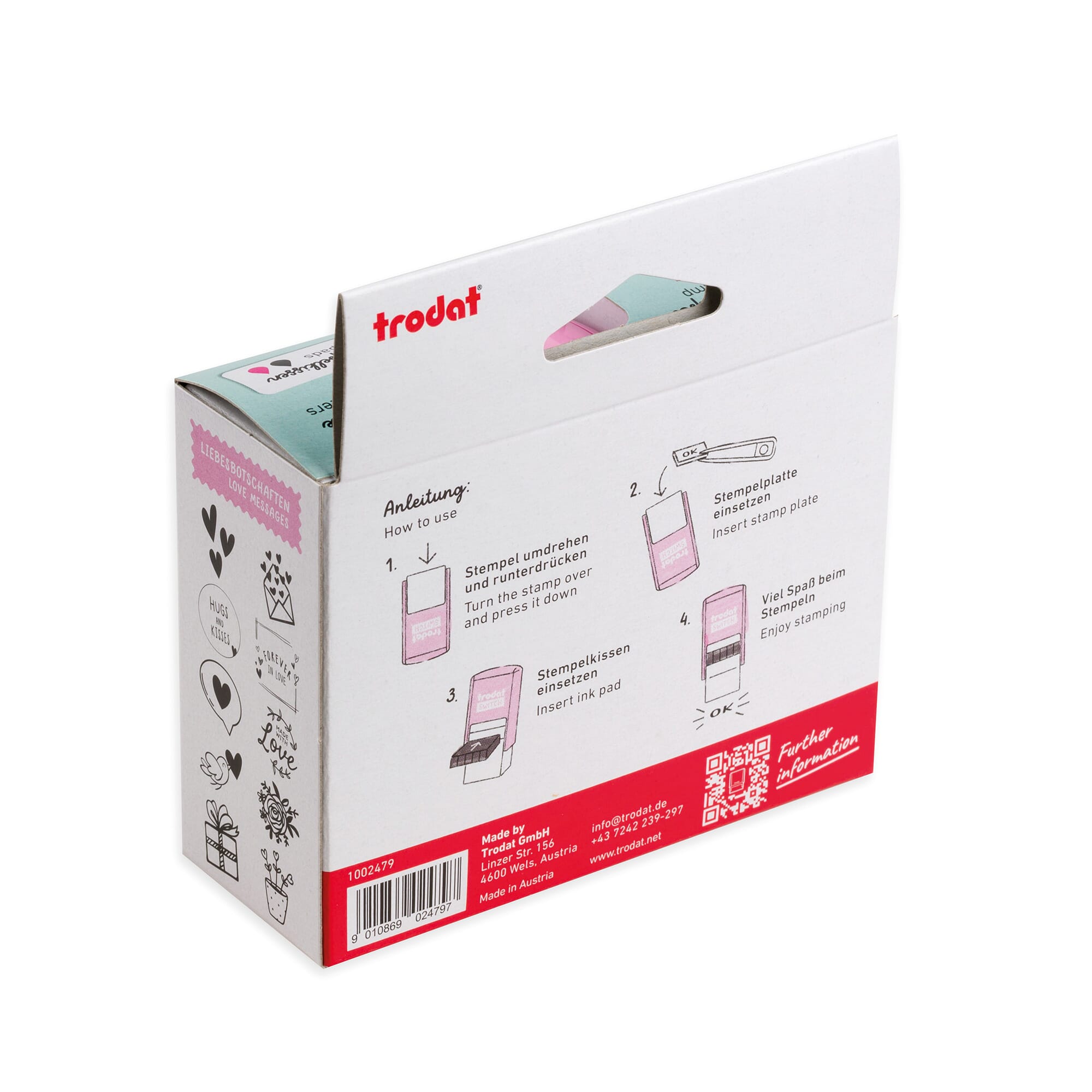 Trodat switch "Liebesbotschaften" DIY Stempel (20x20 mm)