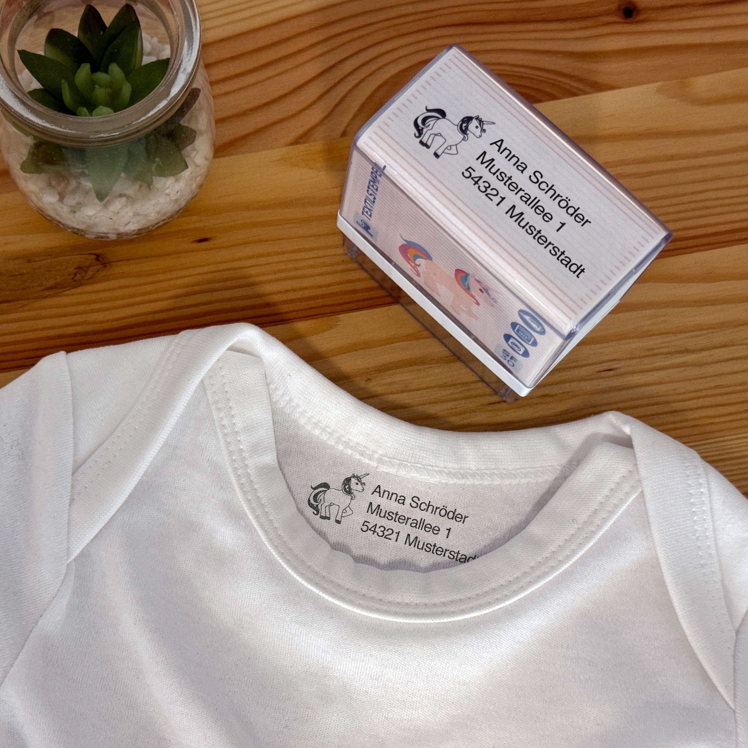 SF30 Textilstempel für Kinder mit Motiv und Personalisierung (47 x 18 mm) - kinder-druckerei.de