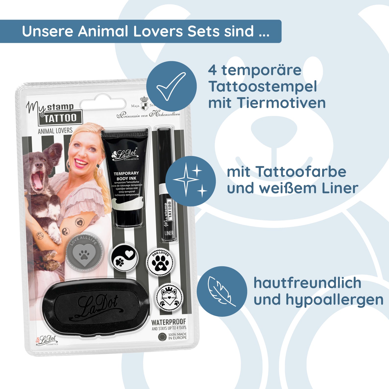 LaDot Tattoostempel-Set "Animal Lovers" - kinder-druckerei.de