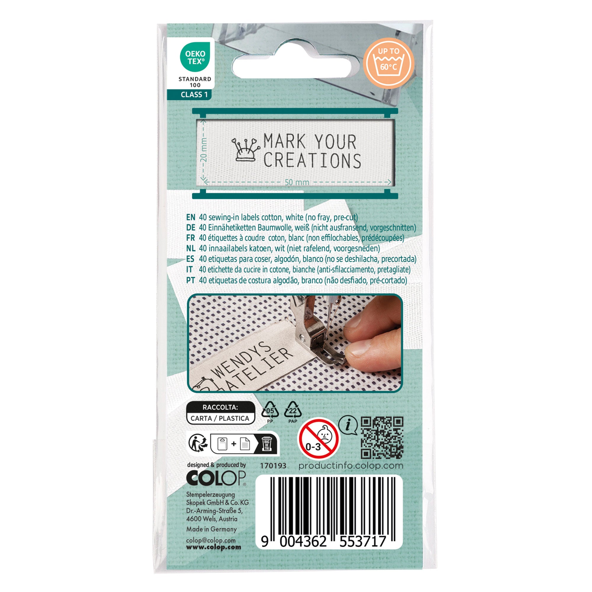 Colop Craft Labeler - Étiquettes à coudre en coton