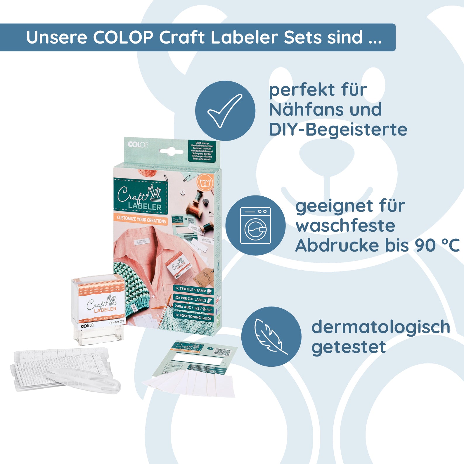 Colop Craft LABELER Textilstempel Set Printer 20