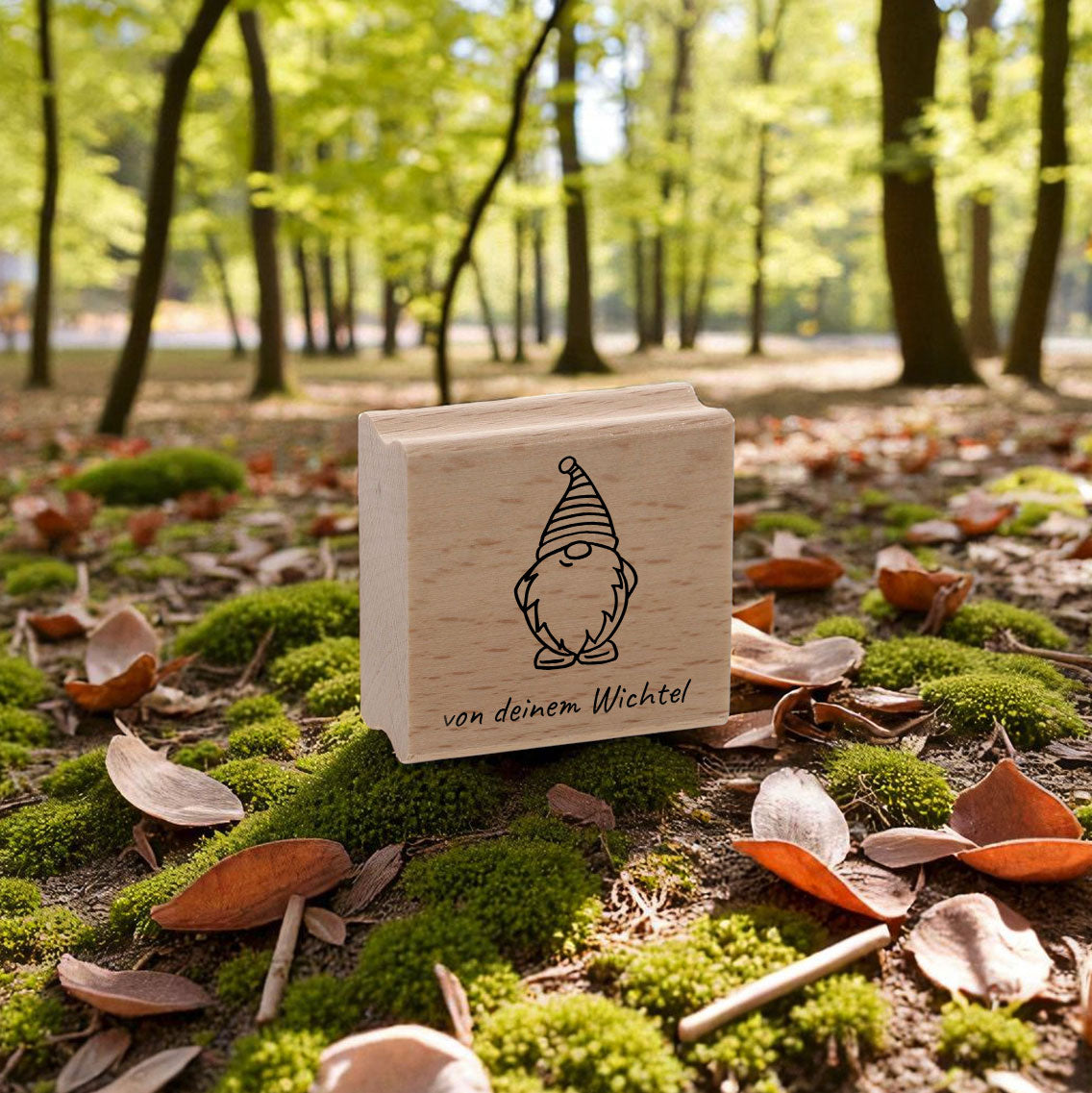 Personalisierbarer Motivstempel Wichtel (60x60 mm) - kinder-druckerei.de