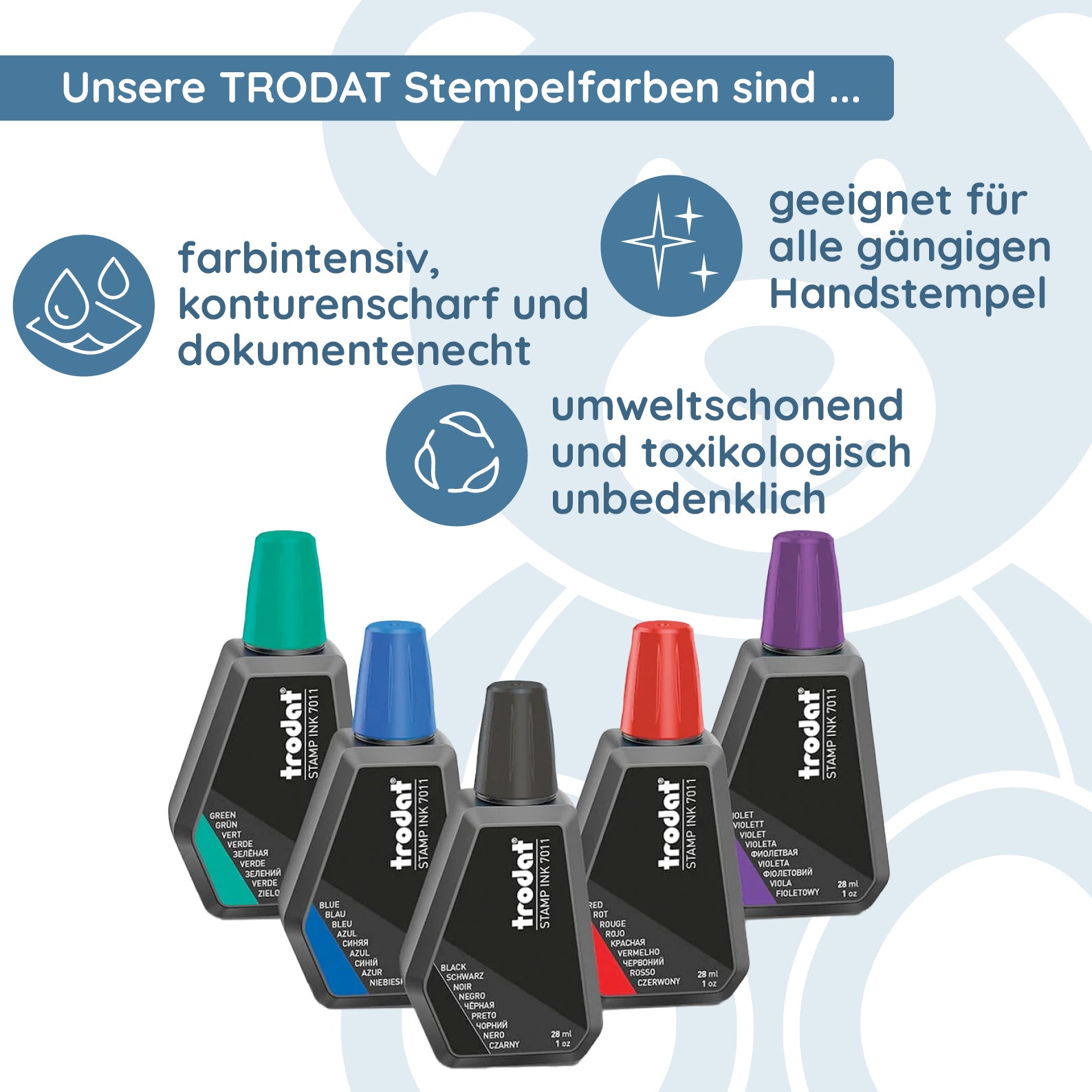 Trodat Stempelfarbe 7011 (28 ml) Dokumentenecht DIN ISO 11798 - kinder-druckerei.de