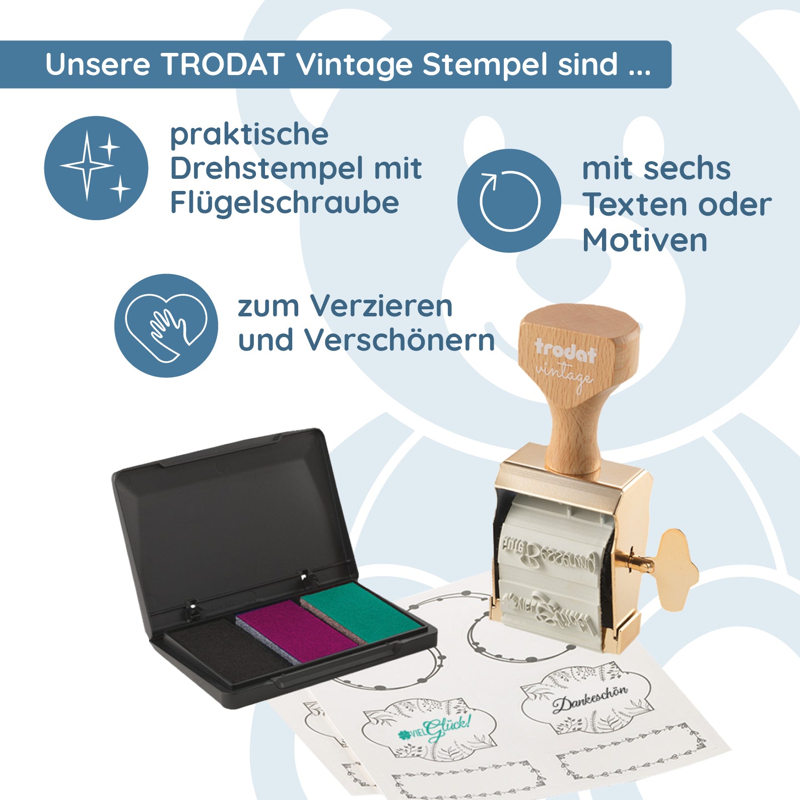 TRODAT Vintage Stempel "Glückwünsche" - kinder-druckerei.de