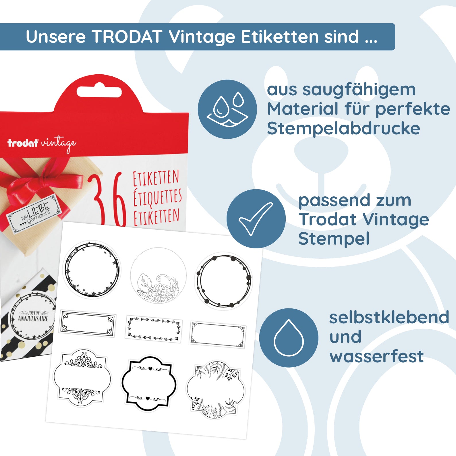 TRODAT Vintage Etiketten (36 St.) - kinder-druckerei.de