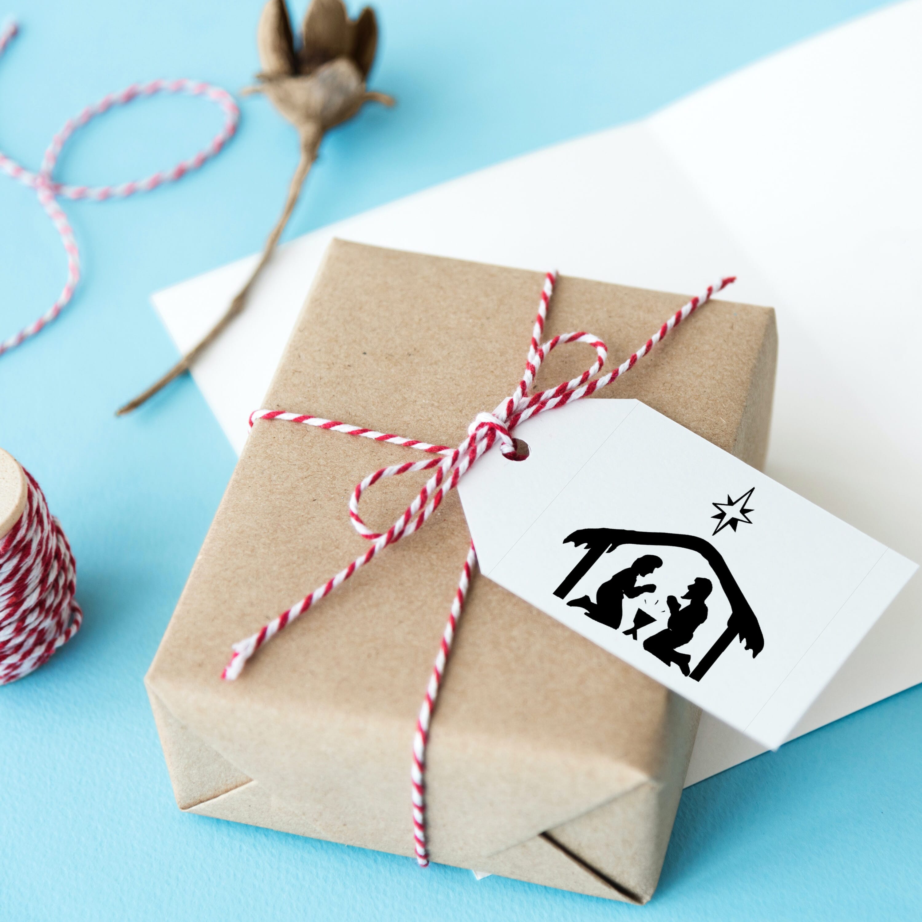 Weihnachten Holzstempel - Krippe (40x30 mm)