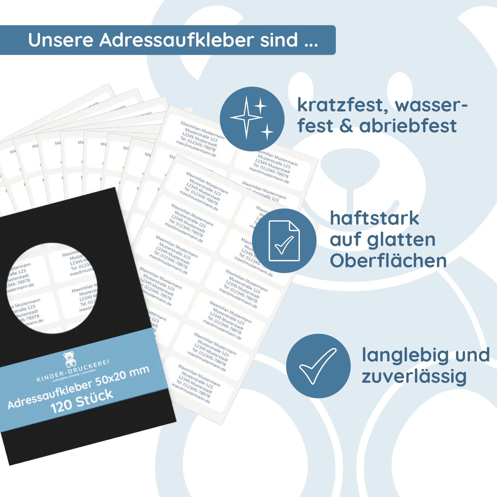 120 Stück Individuelle Adressaufkleber (50x20mm) - kinder-druckerei.de