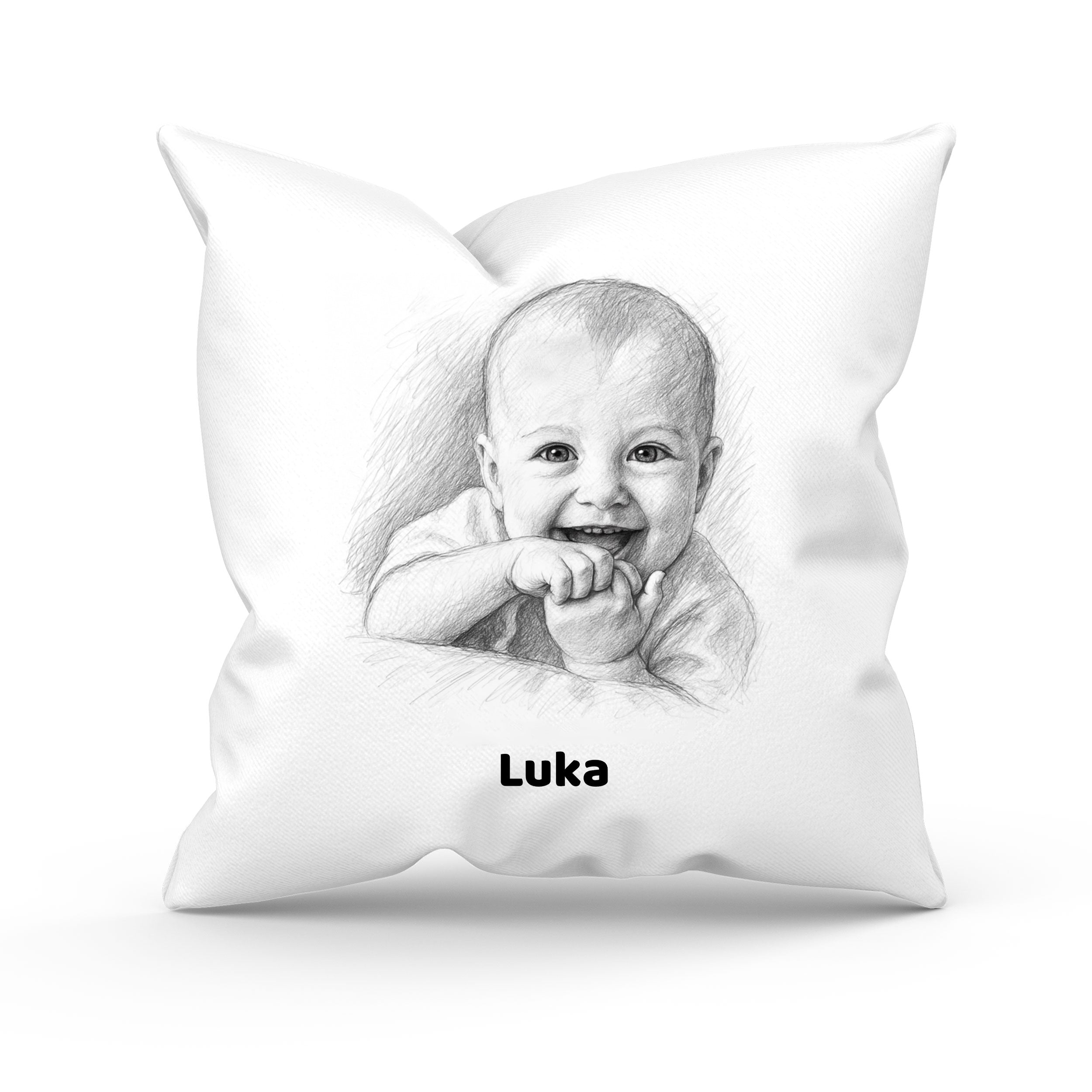 Housse de coussin avec dessin au crayon