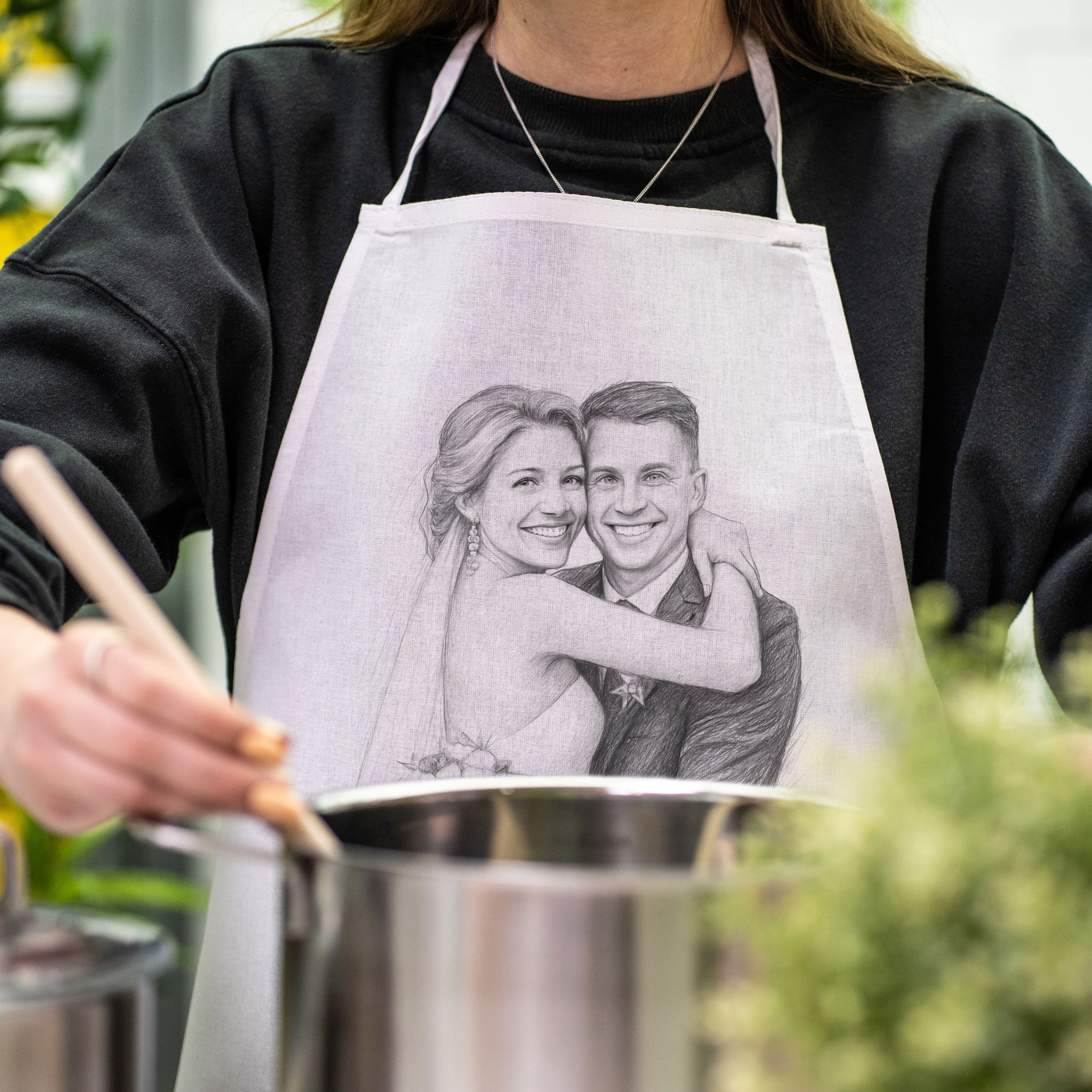 Schürze mit Bleistiftzeichnung & Text - kinder-druckerei.de