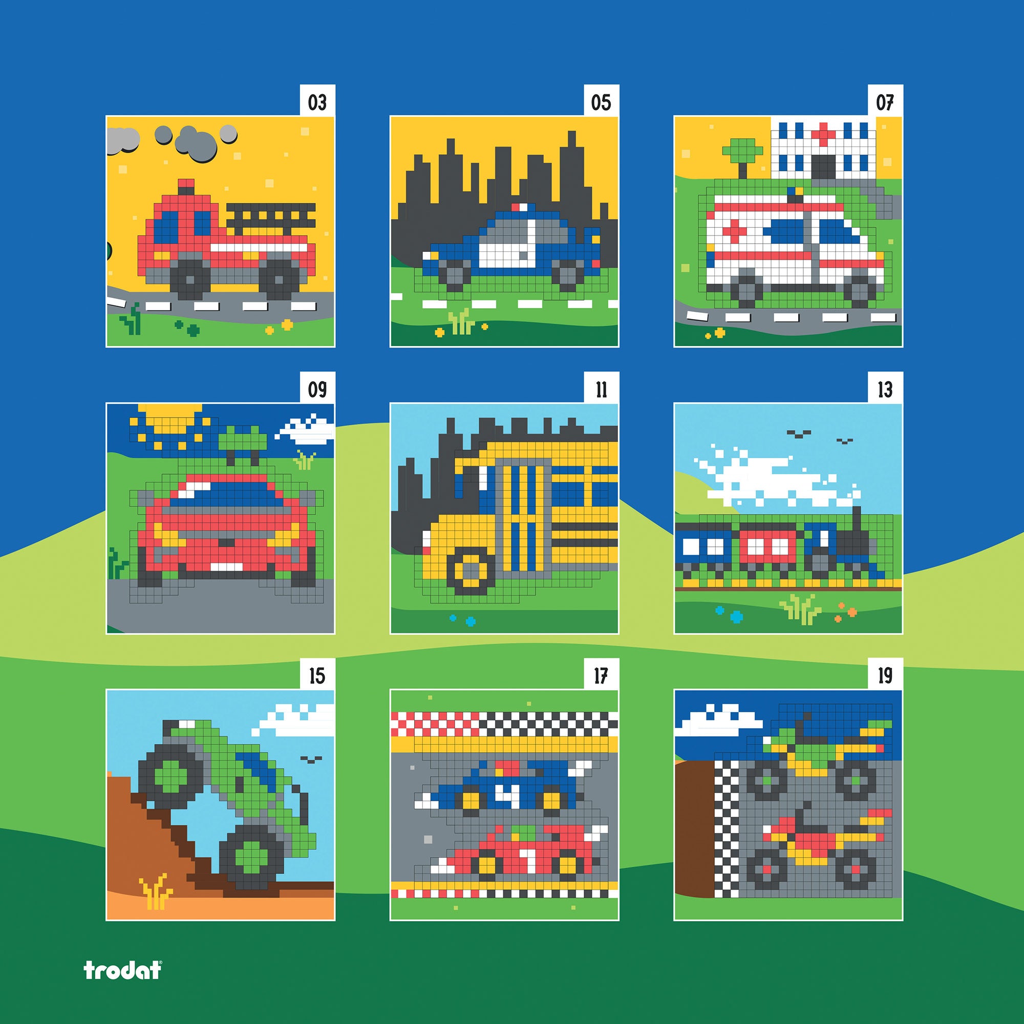 Trodat Pixel Stamps Set – Vehicles