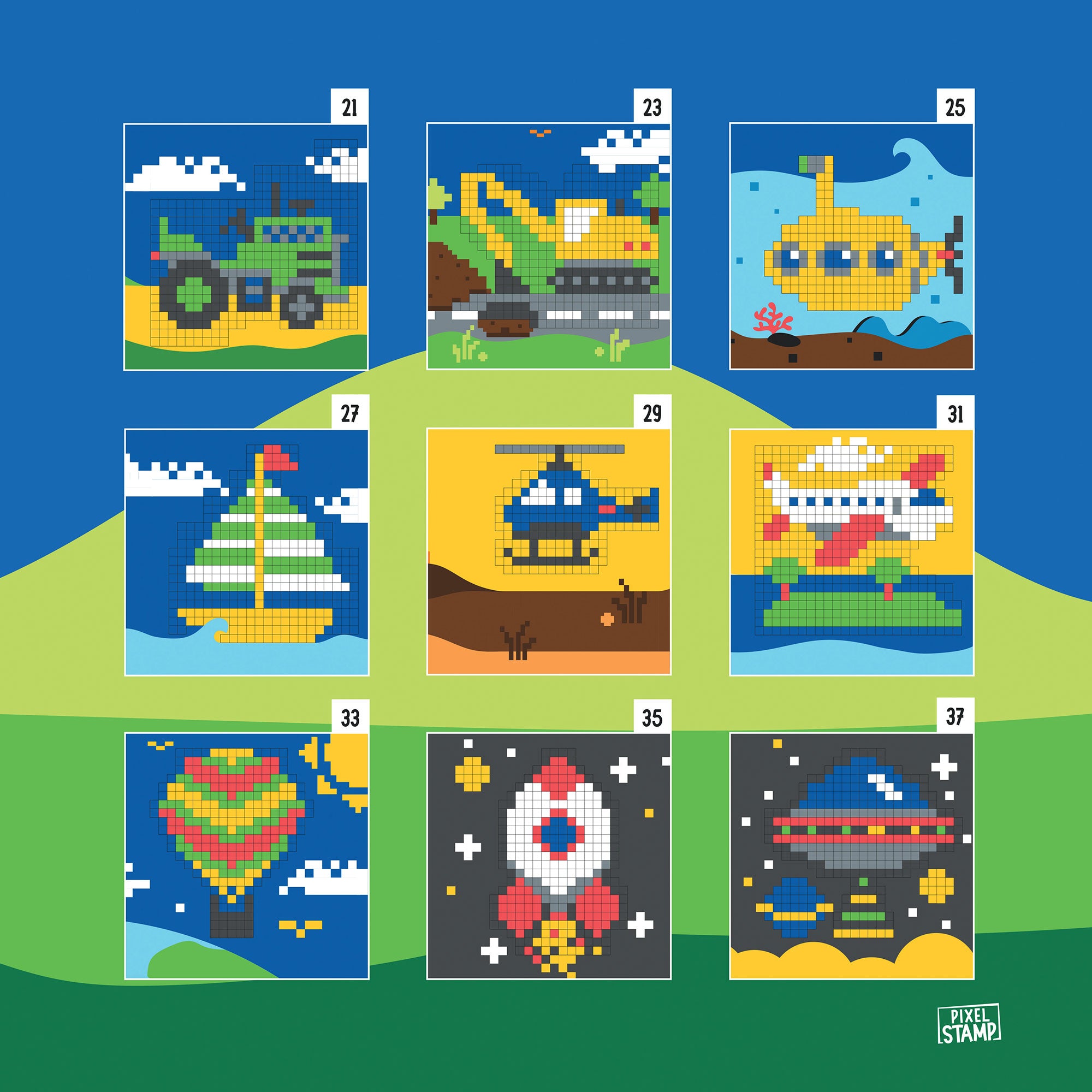 Trodat Pixel Stamps Set – Vehicles