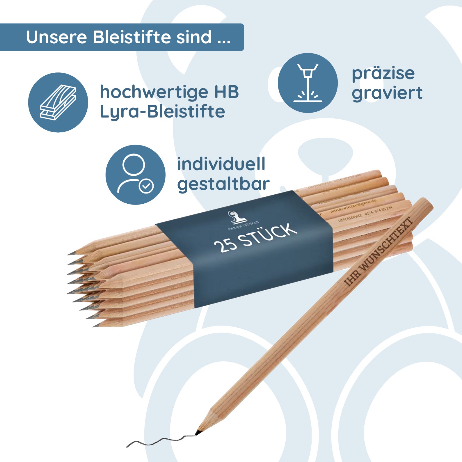 Crayons gravés au laser (25 pièces)