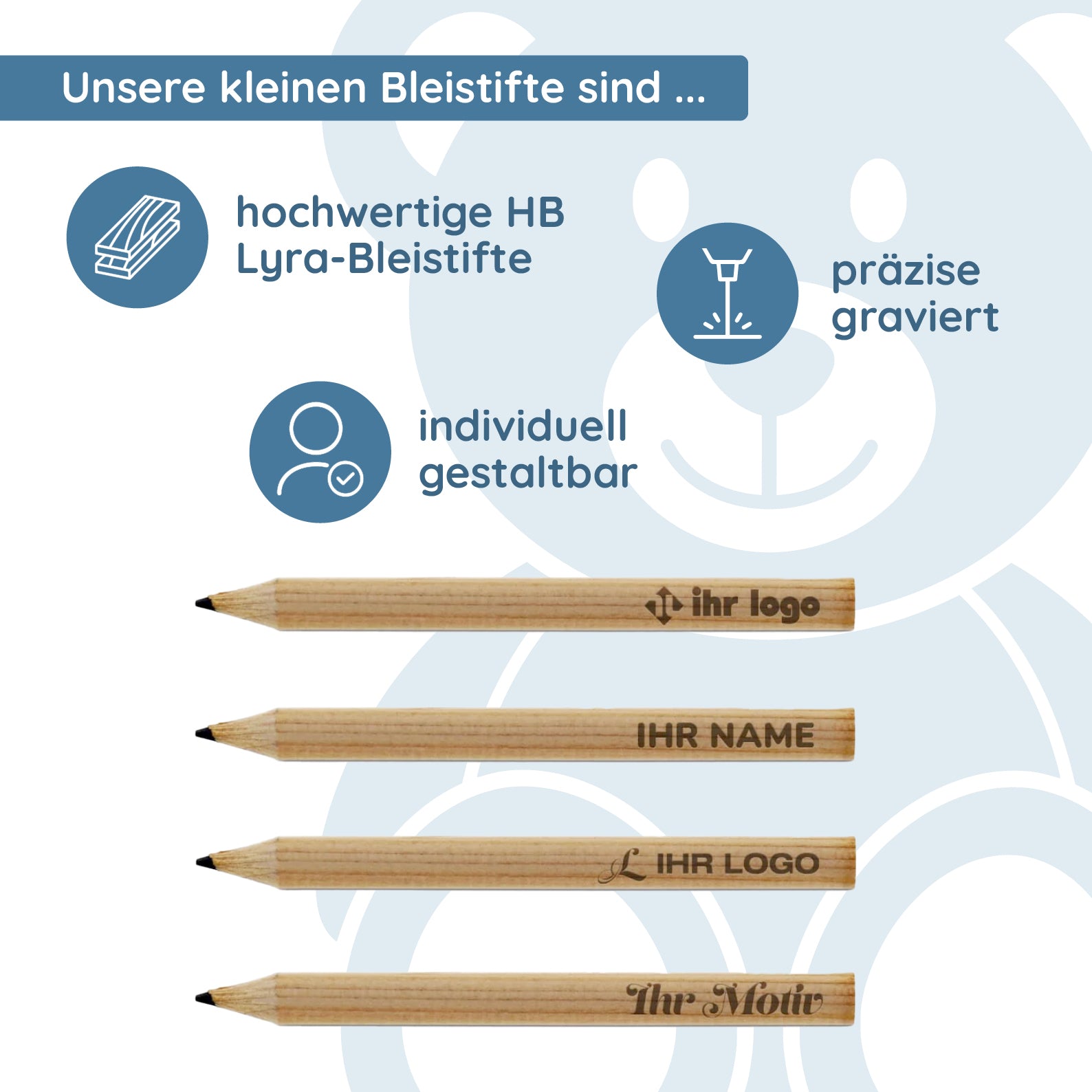 Kleine Bleistifte ab 25 Stück (Gravurmaß 65x5 mm) - kinder-druckerei.de