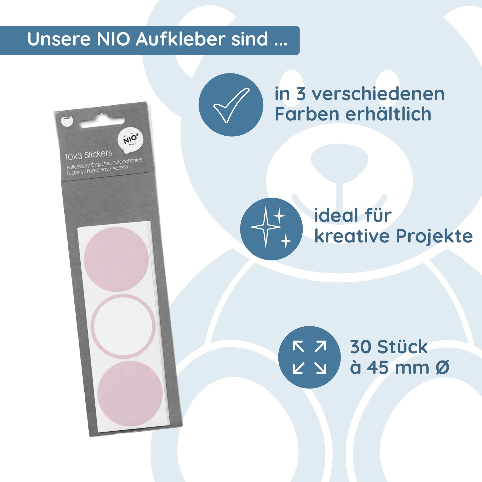 NIO Aufkleber Rose (ø 45 mm - 3x10 Stück) - kinder-druckerei.de