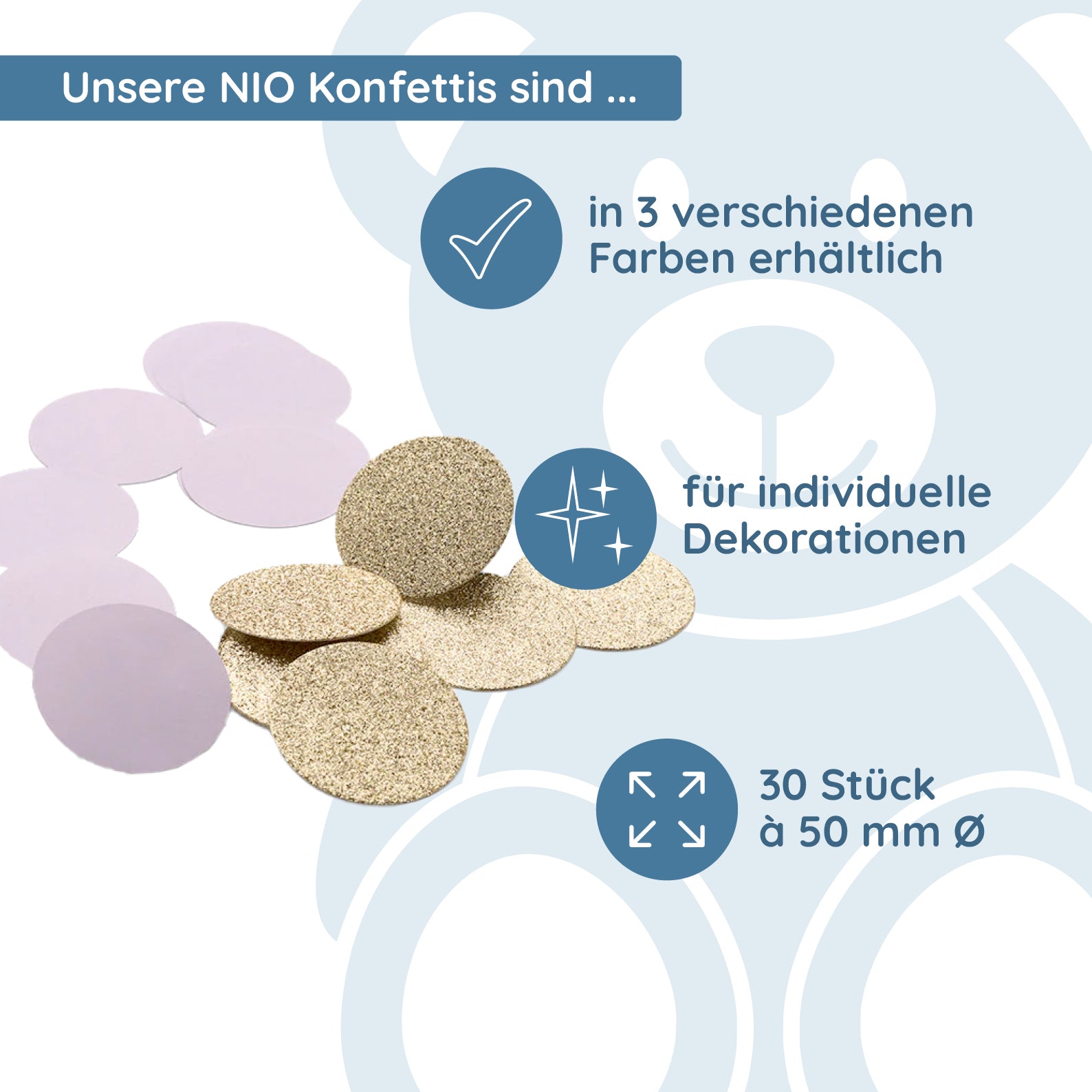 NIO Konfetti Rose/Gold (ø 50 mm - 2x15 Stück) - kinder-druckerei.de