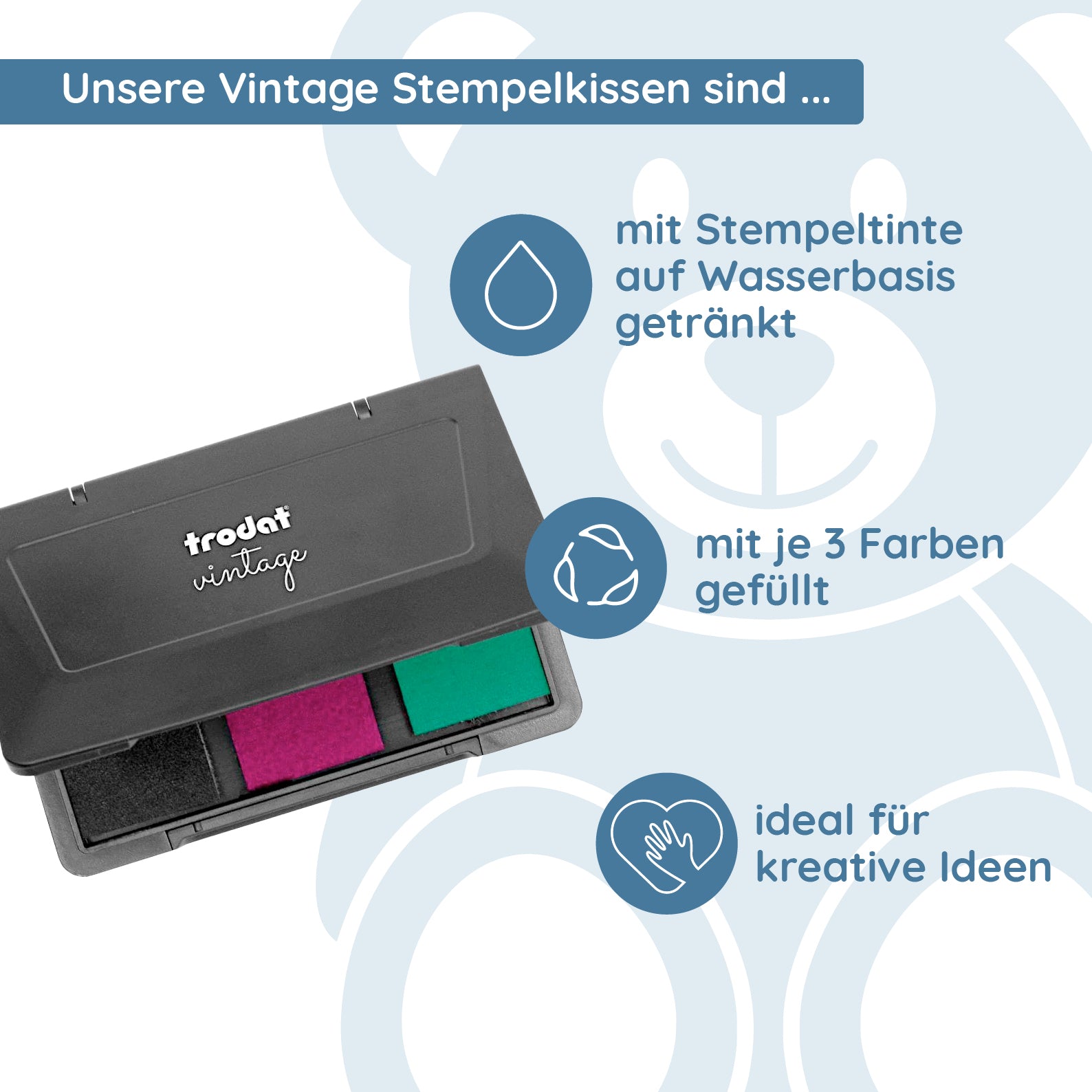 TRODAT Vintage Stempelkissen "Glückwünsche" - kinder-druckerei.de